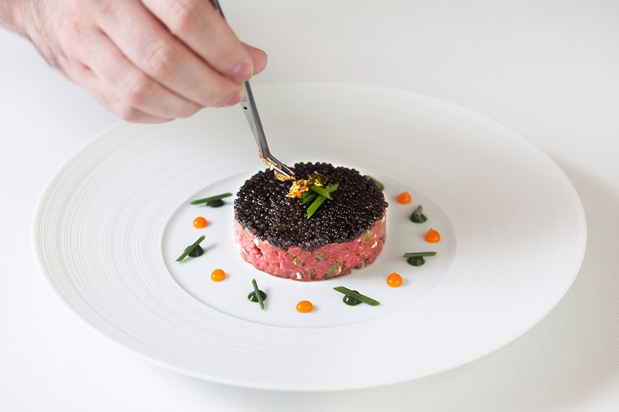 Tartare served with caviar in Four Seasons Hong Kong